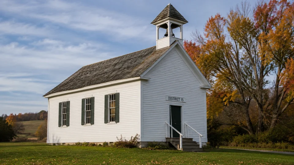a small rural one-room schoolhouse in upstate New York