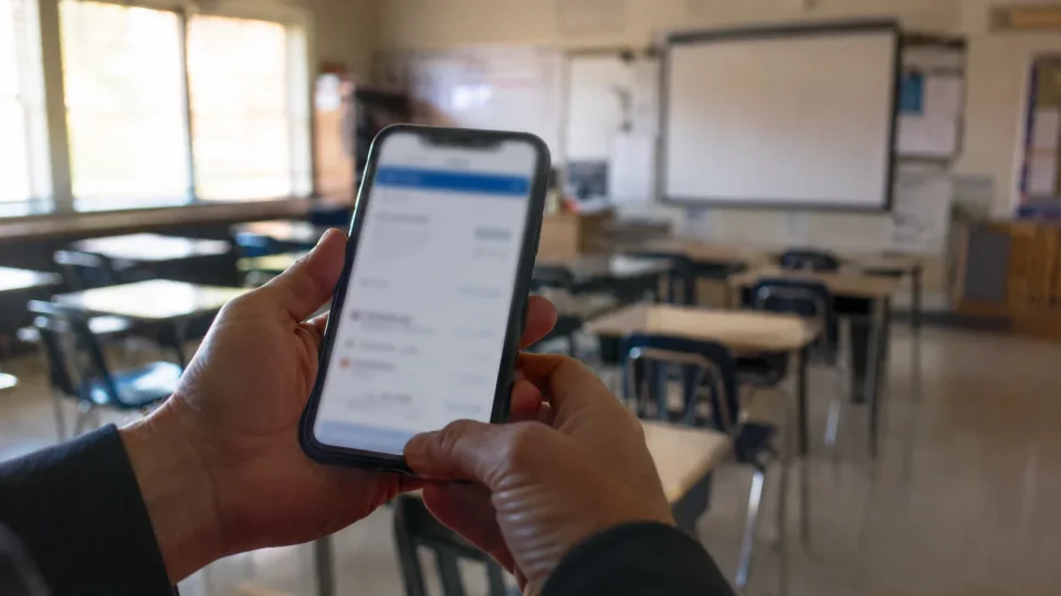 Smartphone in an Empty Classroom