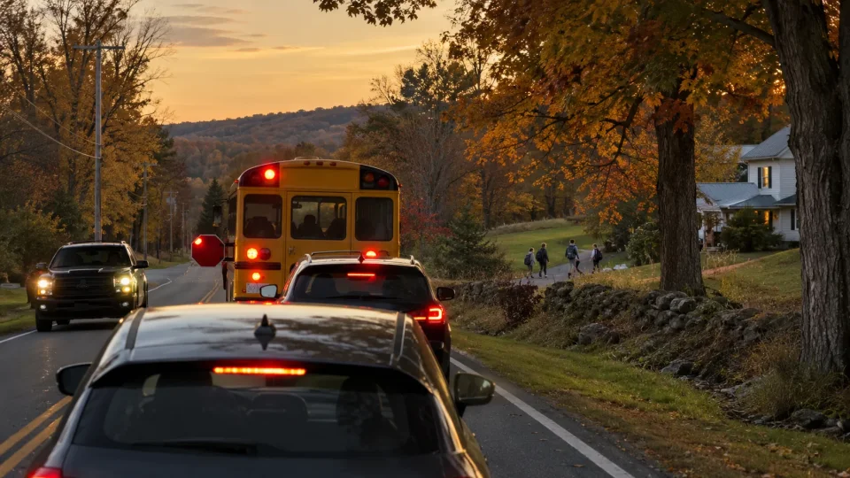 School Bus at Sunset